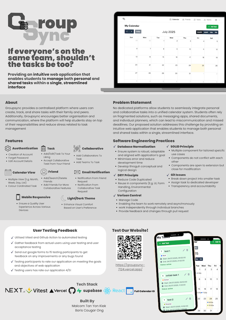 Click to view an enlarged version of this image. Team's Poster Link is not in image form